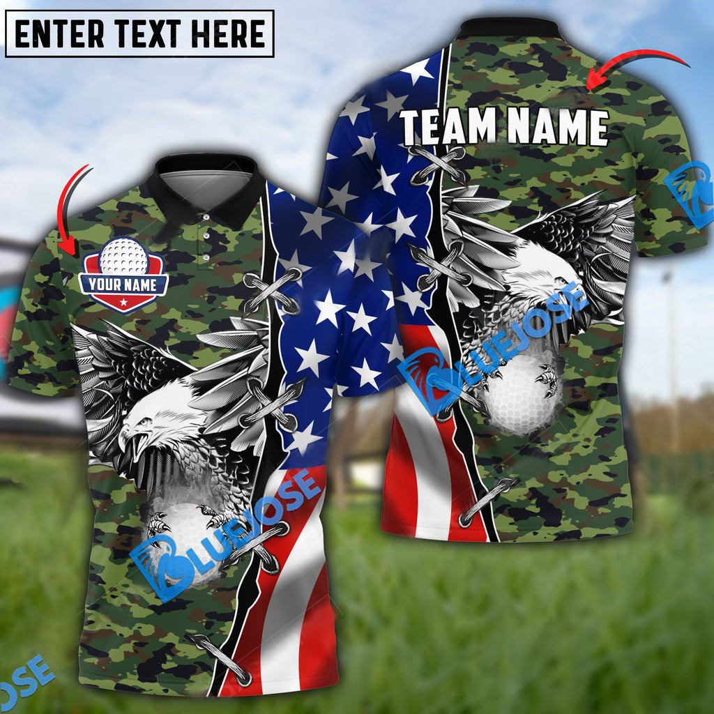 Frenzidea Golf Flag Eagle Golf Ball Customized Name, Team Name 3D Shirts (4 options)