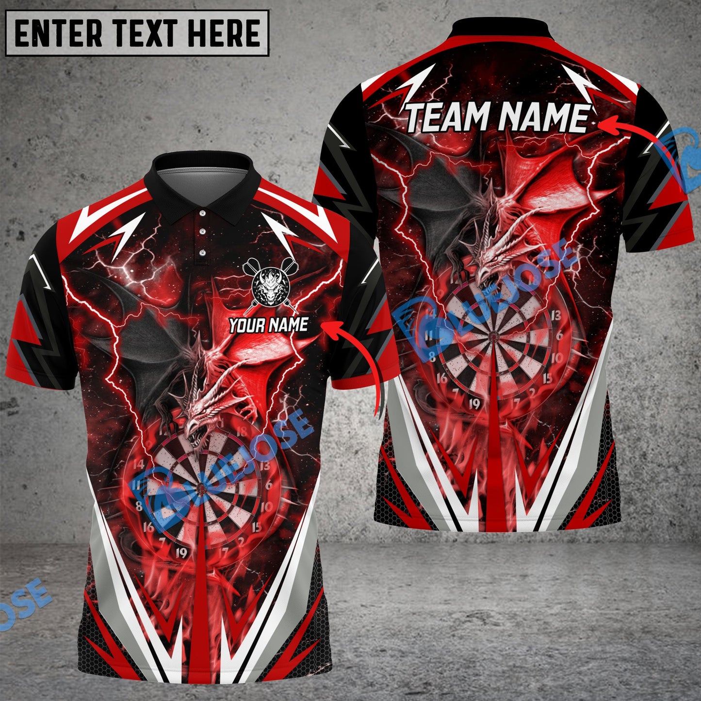 Frenzidea Darts Thunder Space Dragon Personalized Name, Team Name 3D Shirt (4 Colors)
