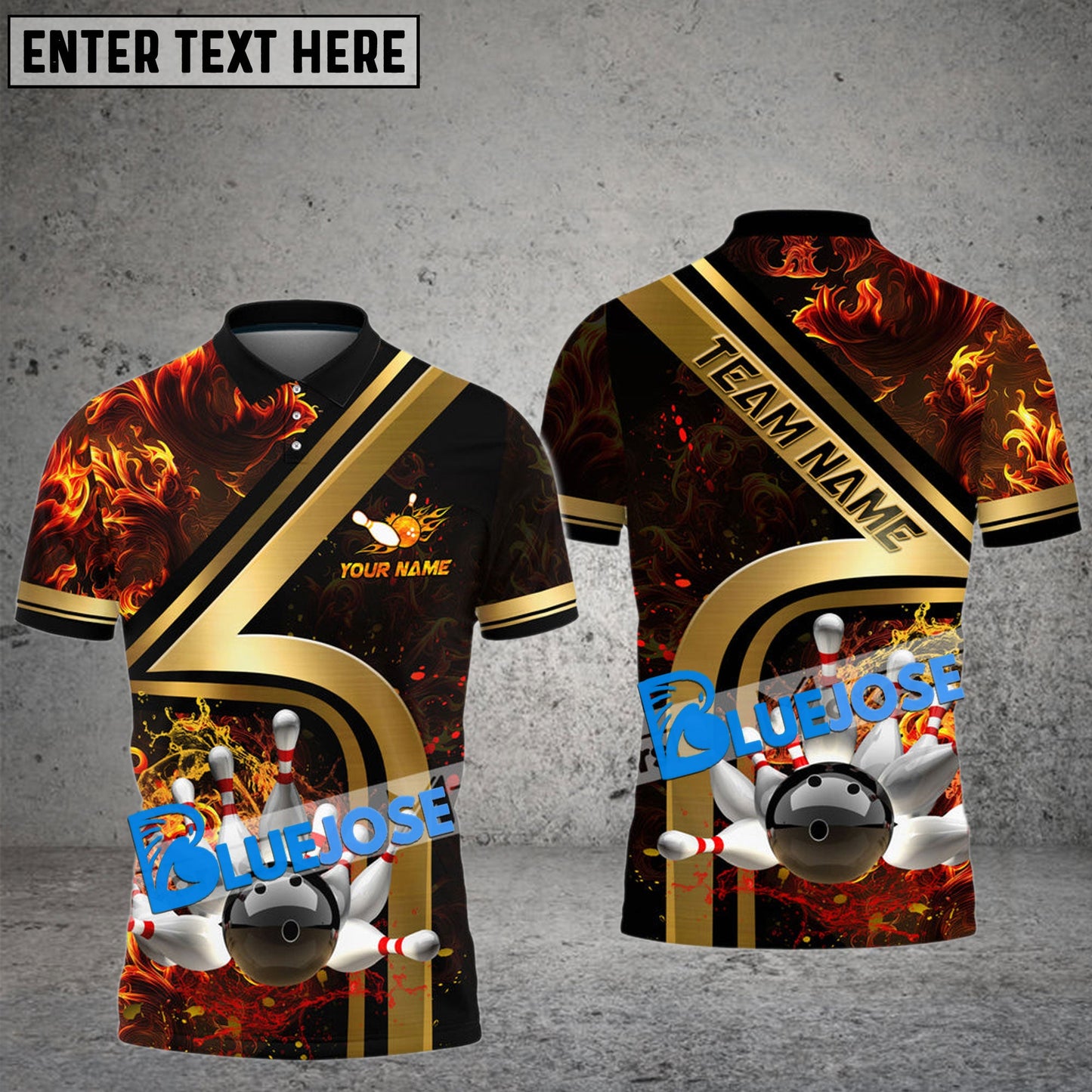 Frenzidea Bowling And Pins Water And Flame Customized Name 3D Shirt (4 Colors)
