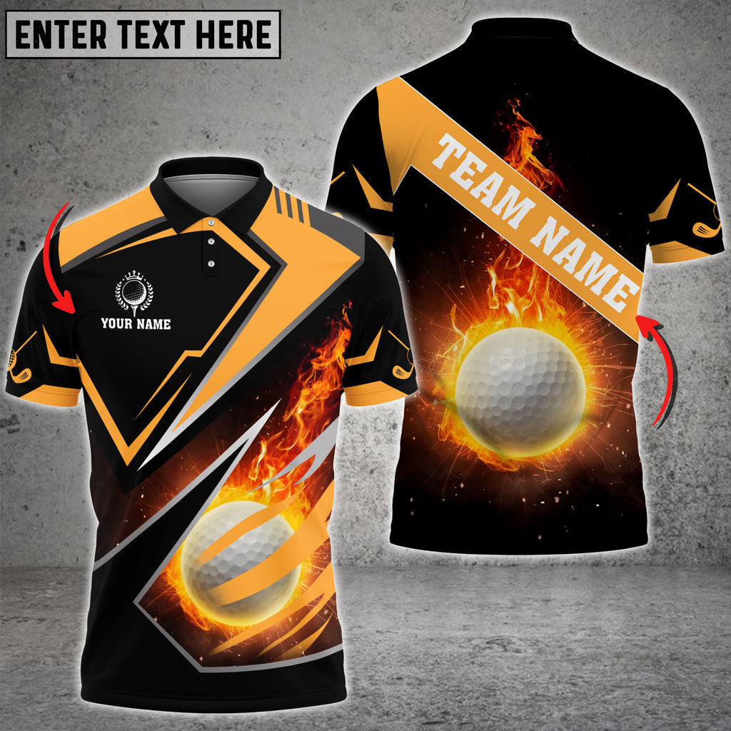 Frenzidea Fire Golf Ball Personalized Name, Team Name 3D Shirt