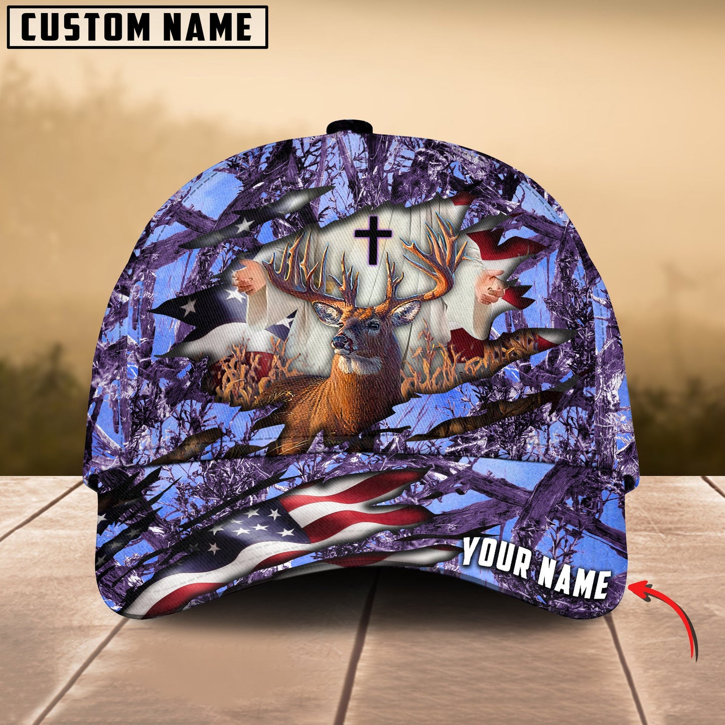 Frenzidea Colorful God America Hunting Deer Multicolor Personalized Cap