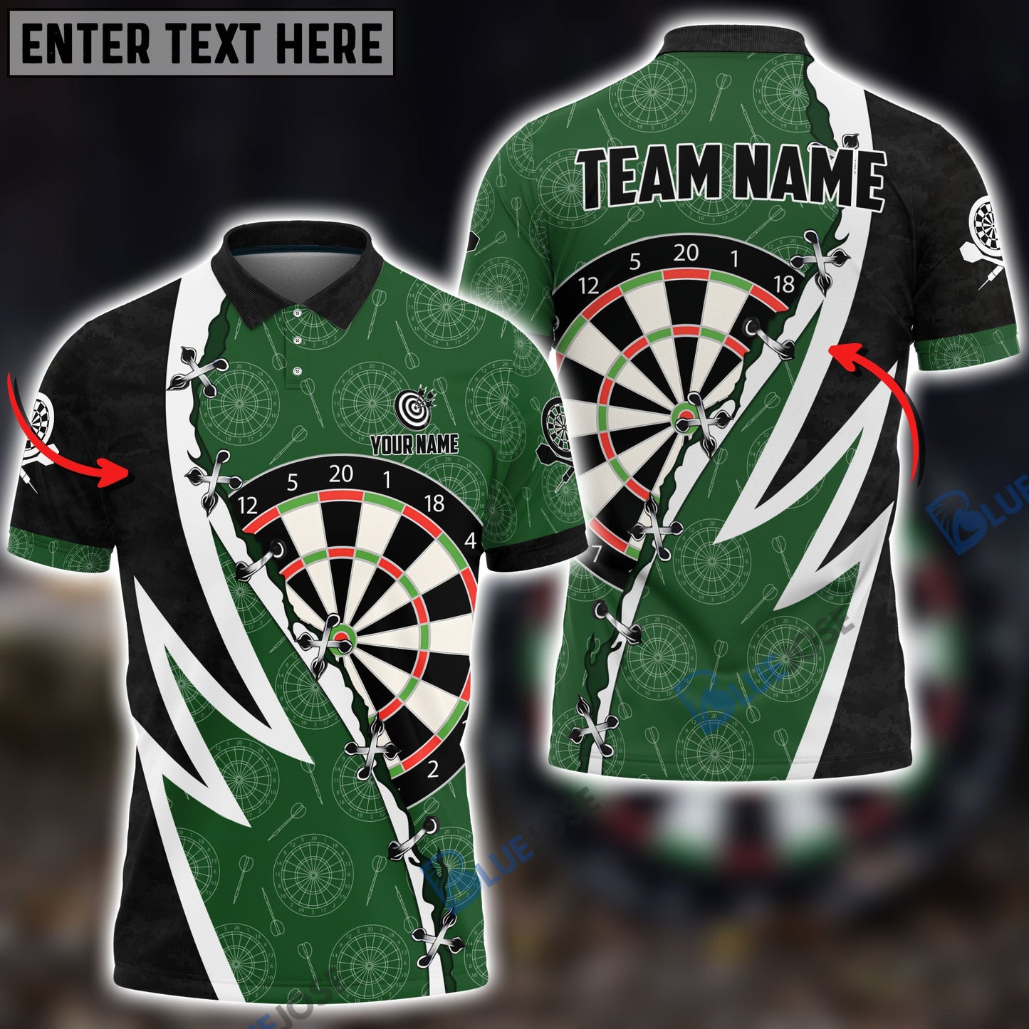 frenzidea Wing Darts Personalized Name, Team Name 3D Shirt (4 Colors)