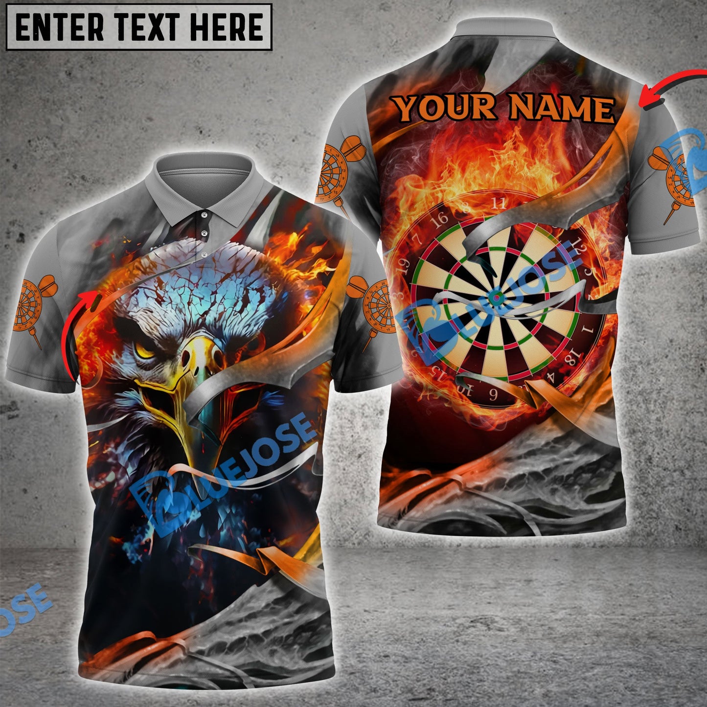 Frenzidea Darts Flame Eagle Personalized Name 3D Shirt