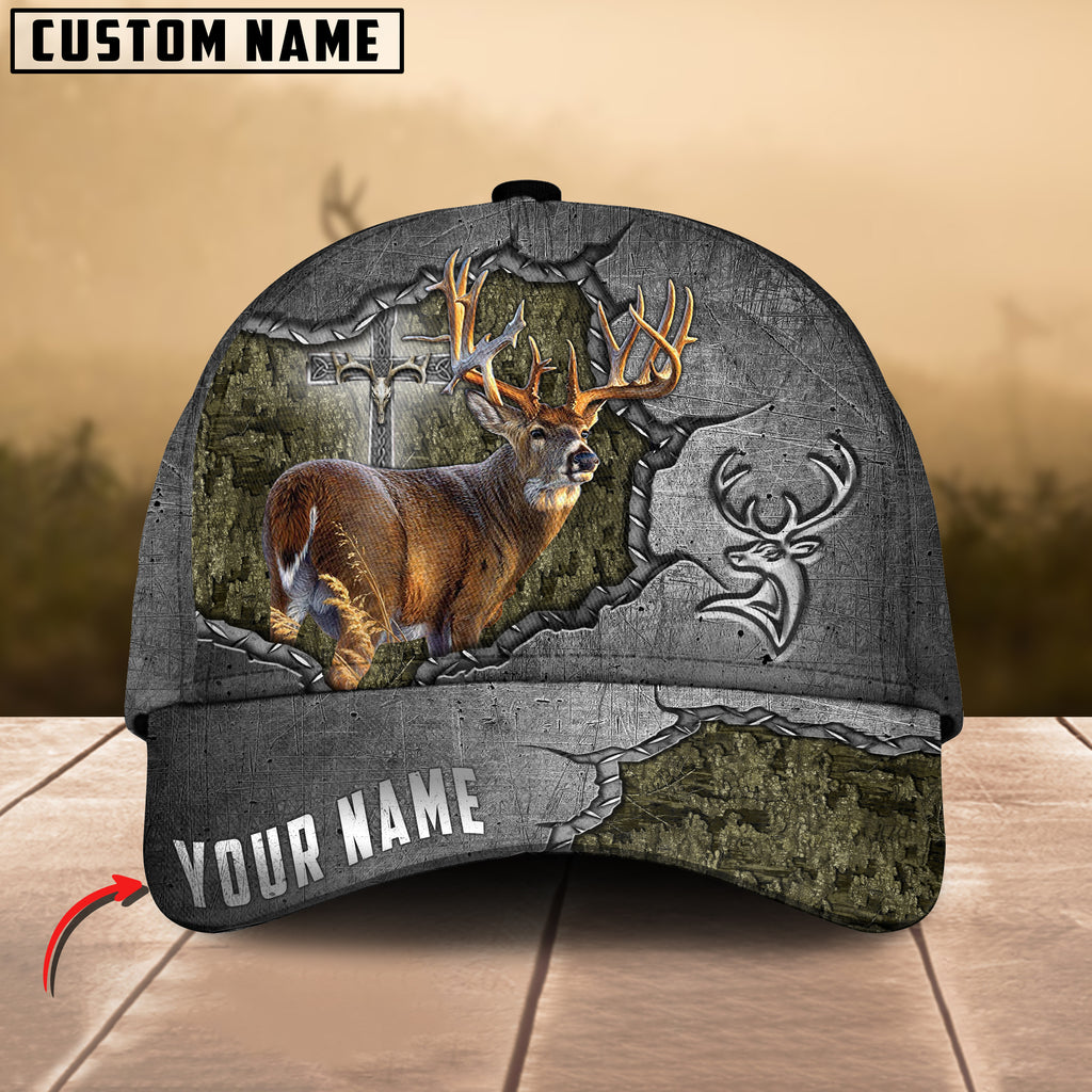 Frenzidea Deer Hunting Metal Under God Personalized Cap (9 Colors)