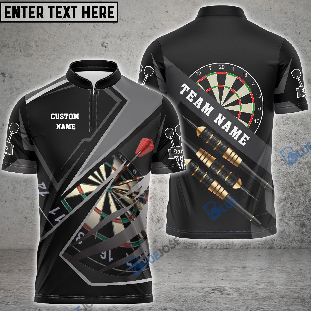 Frenzidea Darts Black And Gray Personalized Name 3D Shirt