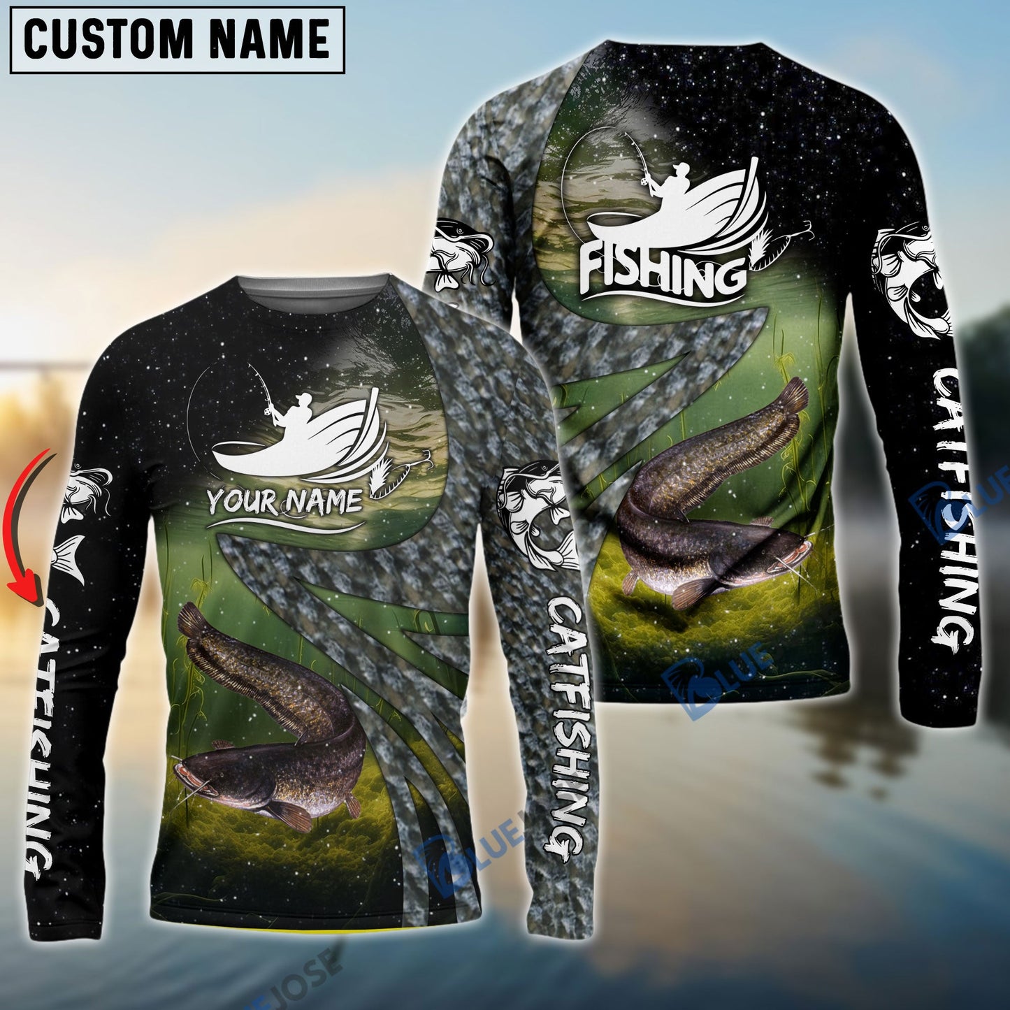 Frenzidea Fishing Catfish Skin Customize Name 3D Shirts