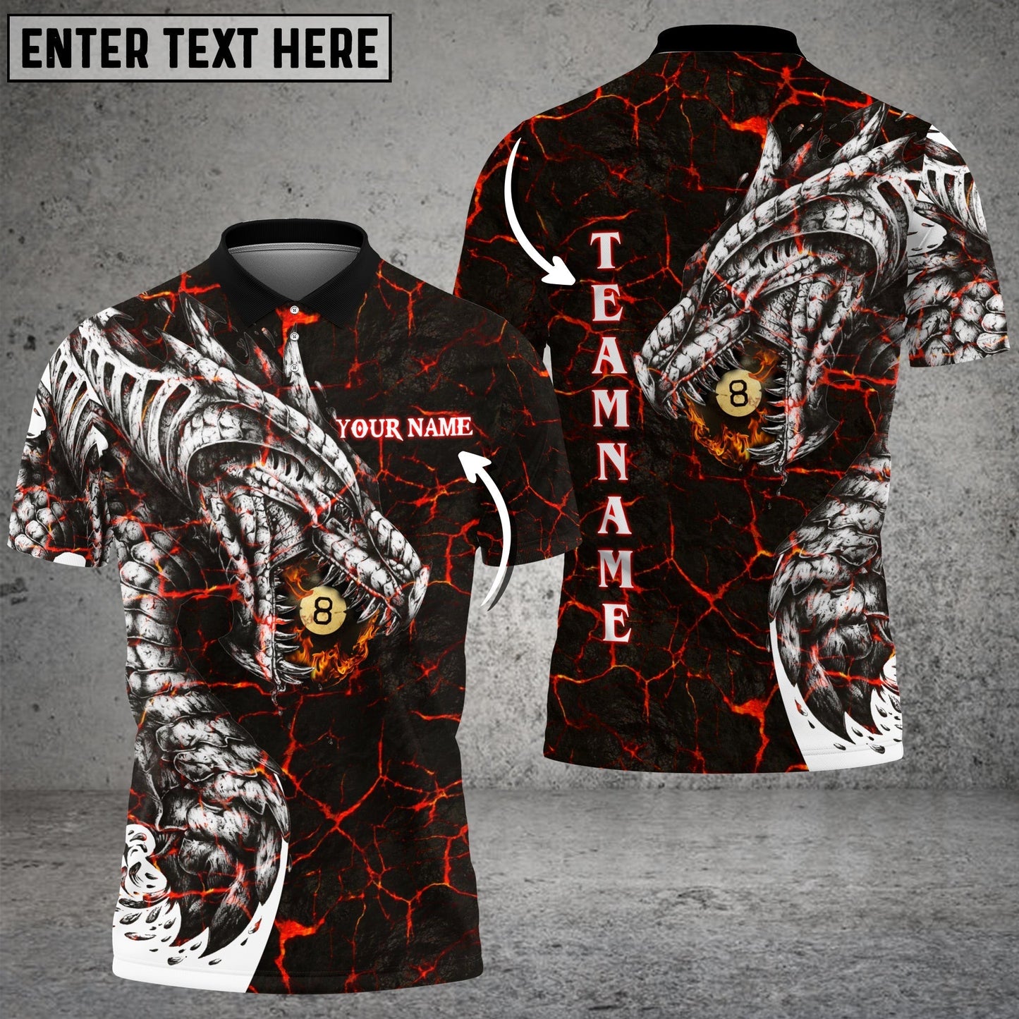 Frenzidea Fire Dragon 2 Billiards Personalized Unisex Shirt