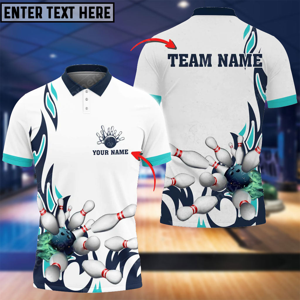 Frenzidea Fire Bowling And Pins Flame Pattern Multicolor Option Customized Name 3D Shirt (4 Colors)