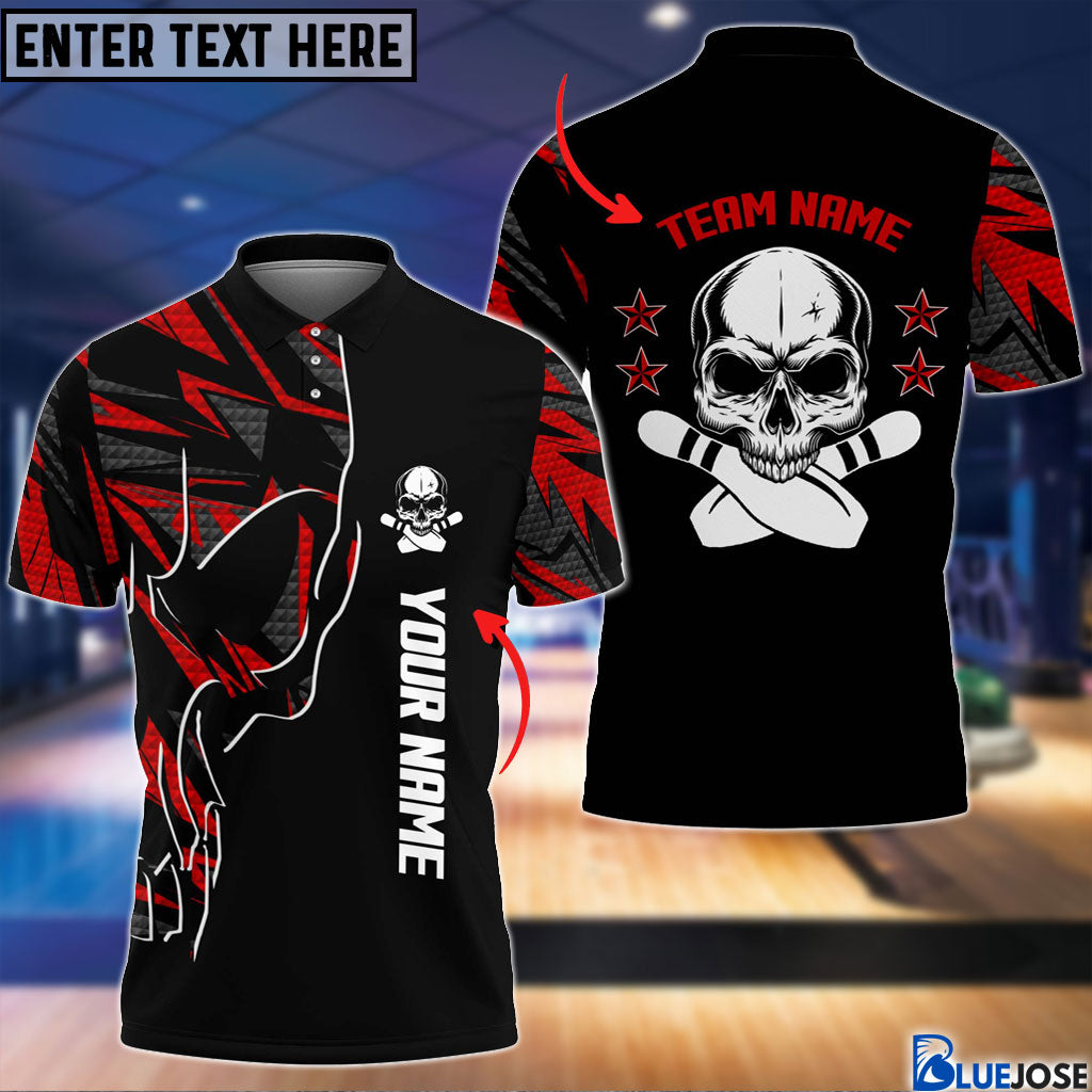 Frenzideas Skull Bowling and Pins Multicolor Personalized Name Team Name 3D Shirt