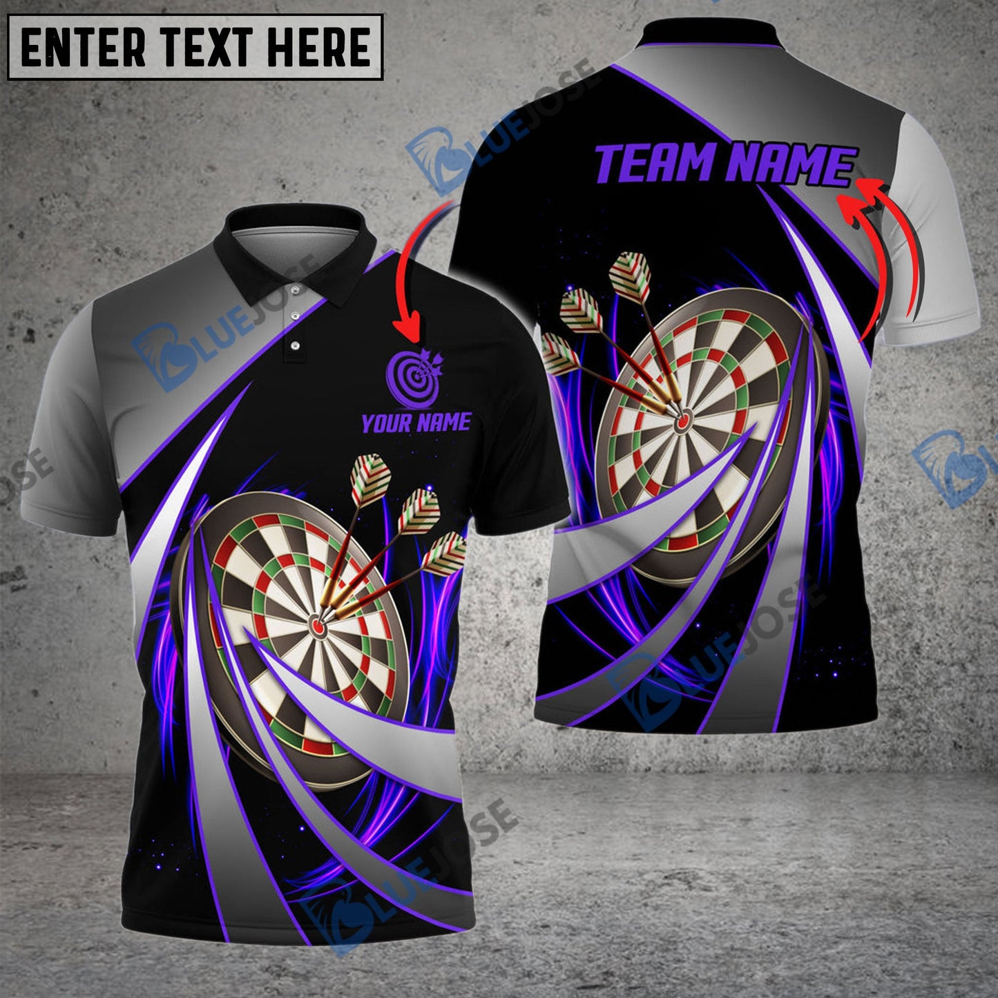 Frenzidea Darts Tornado Pattern Personalized Name, Team Name 3D Shirt (4 Colors)