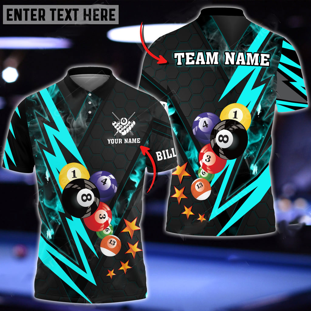 Frenzidea Billiards Thunder Pattern Premium Personalized Name, Team Name Unisex Shirt ( 4 Colors )