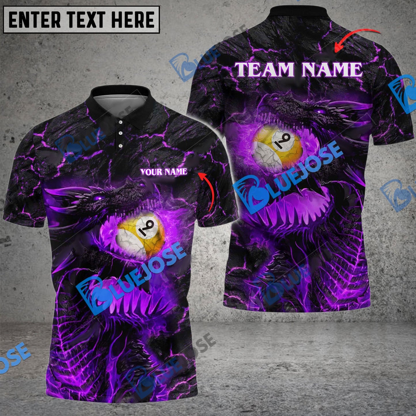 Frenzidea Billiards Ball 9 Firaga Dragon Personalized Name, Team Name Unisex Shirt ( 4 Colors )
