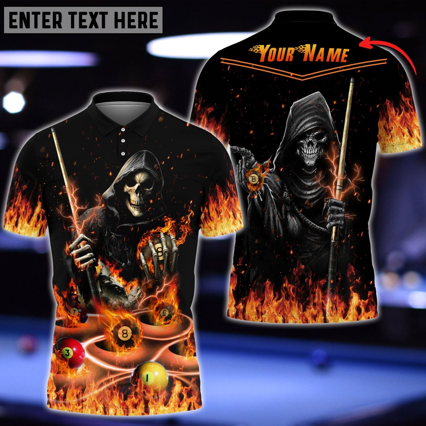 Frenzidea Billiards Skull Player Personalized 3D Shirt