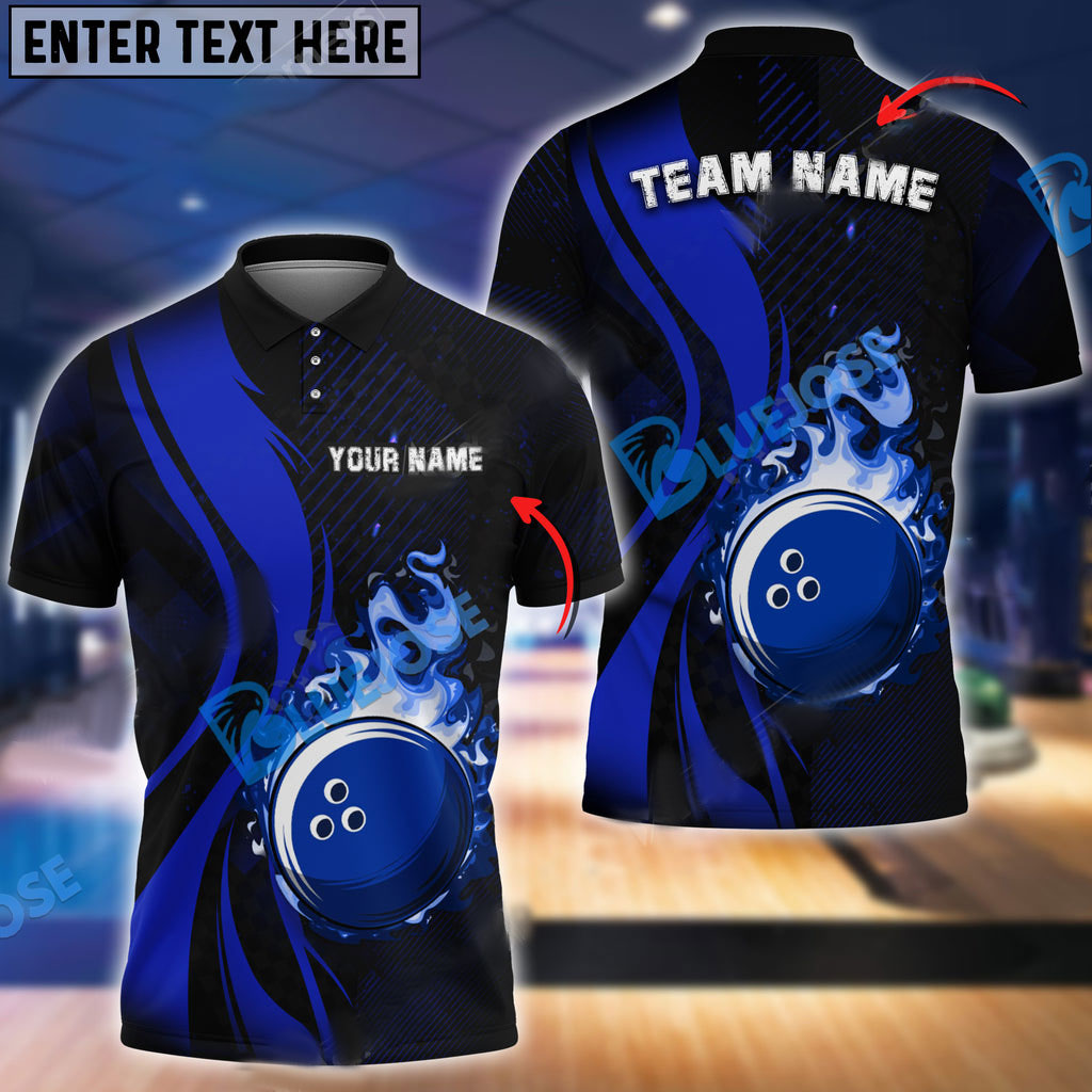 Frenzidea Bowling And Pins Dynamic Fire Customized Name 3D Shirt (4 Colors)