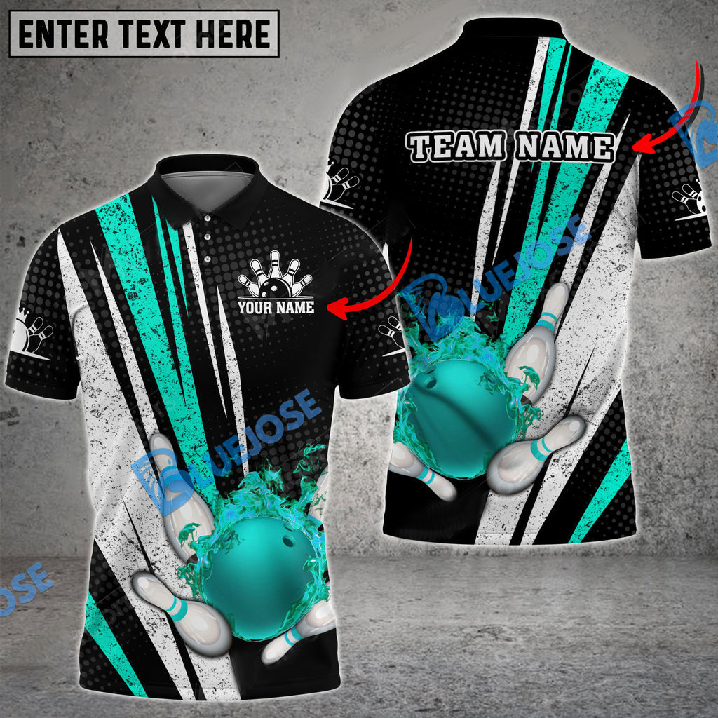 Frenzidea Bowling And Pins Fire Point Customized Name 3D Shirt (4 Colors)