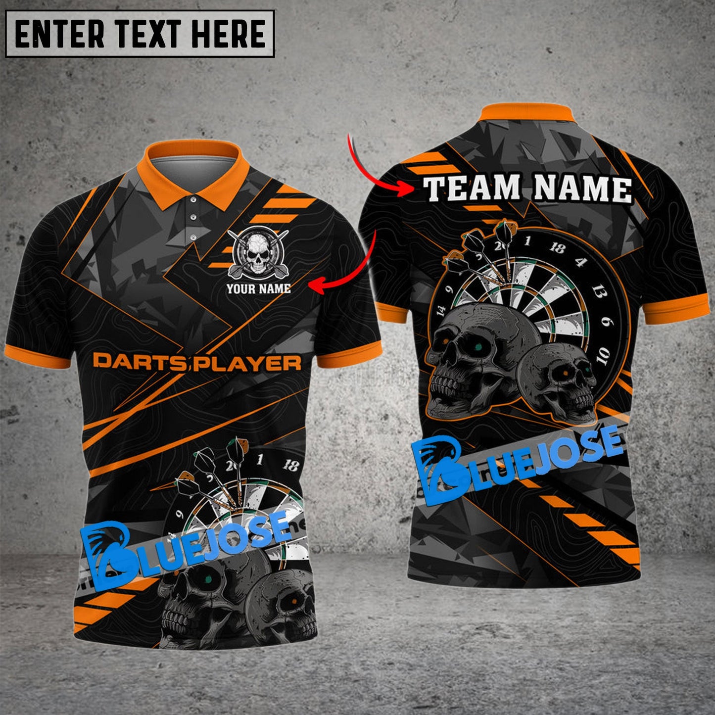Frenzidea Darts Cool Skull Personalized Name, Team Name 3D Shirt ( 5 Colors)