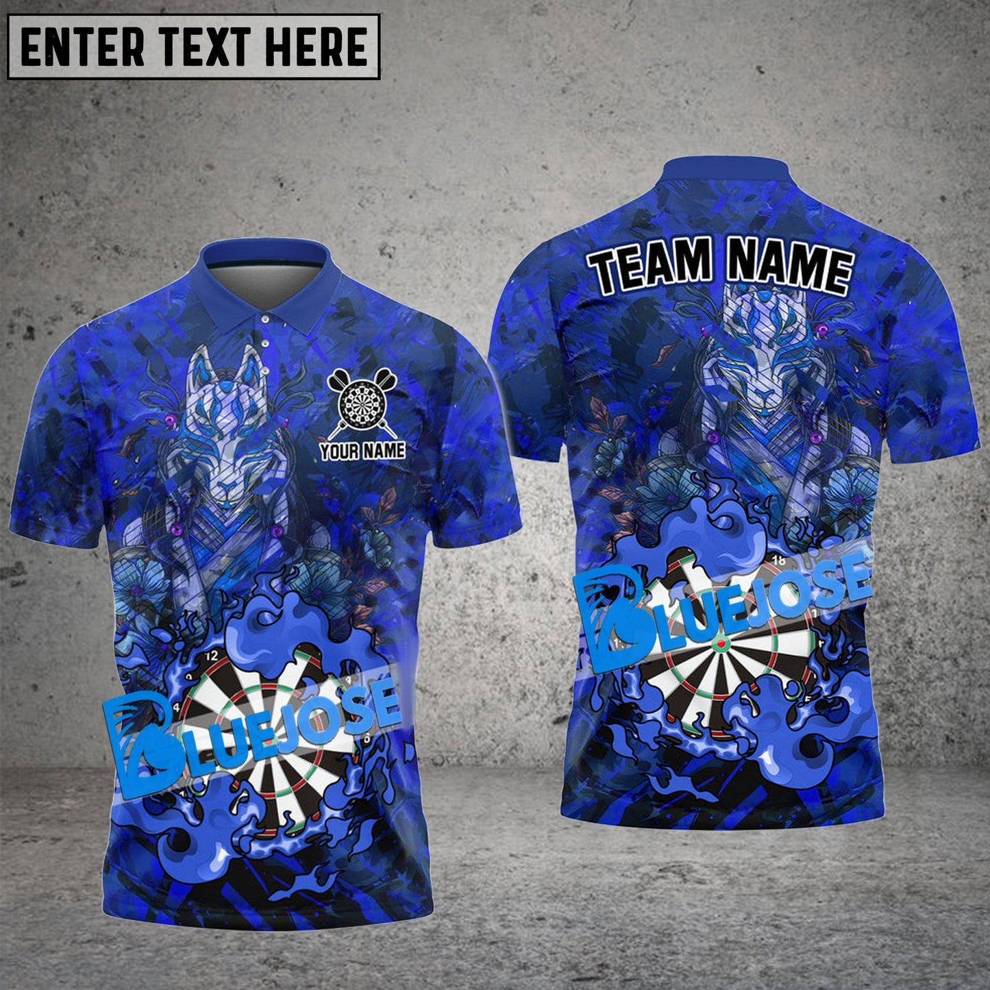 Frenzidea Darts Fox Mask Kitsune Personalized Name, Team Name 3D Shirt (4 Colors)