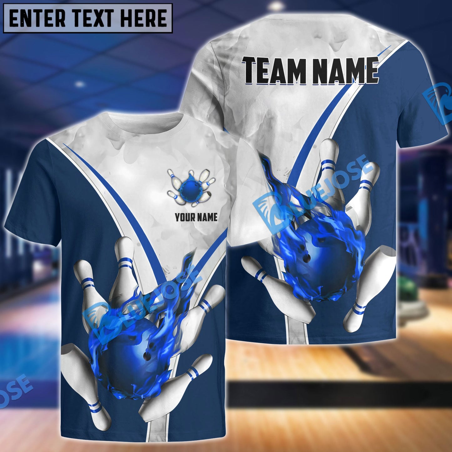 Frenzidea Flame Bowling And Pins V Multicolor Option Customized Name 3D Shirt (3 Colors)