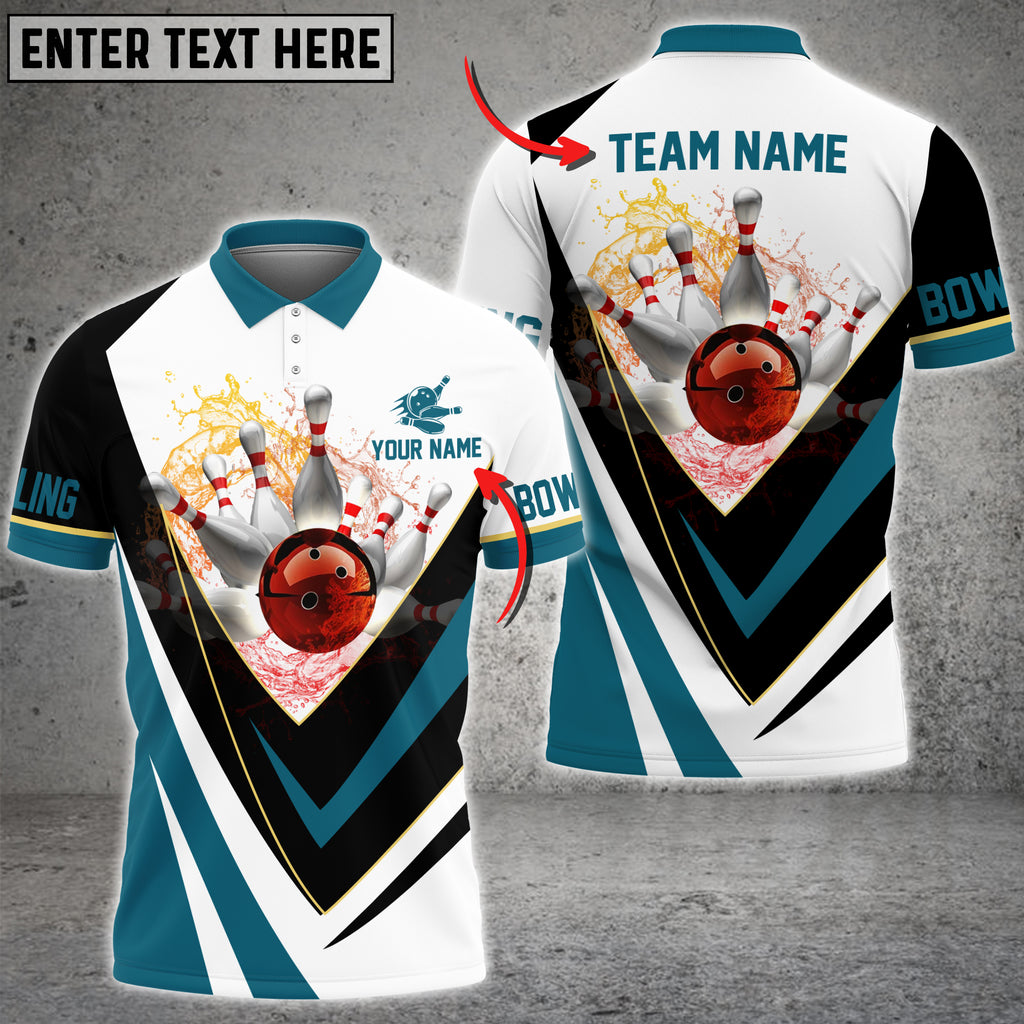 Frenzidea Water Bowling And Pins Multicolor Customized Name 3D Shirt