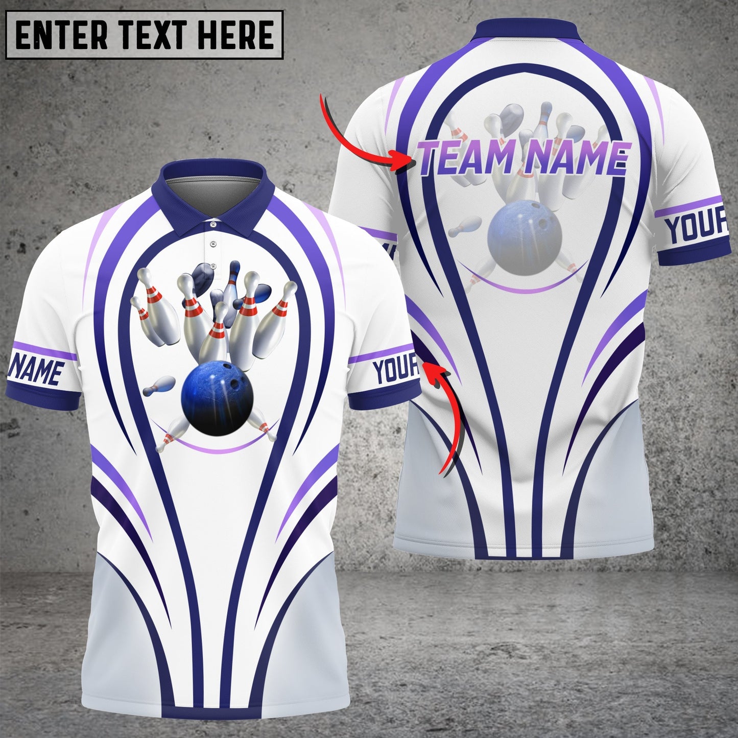 Frenzideas Ten Pin Bowling Premium Customized Name All Over Printed Shirt