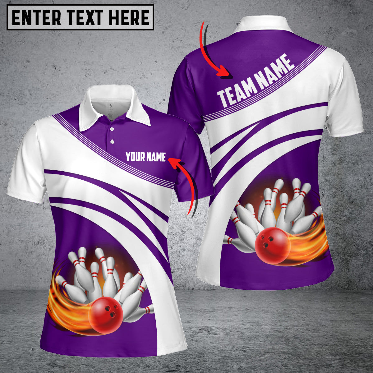 Frenzidea Purple Bowling Ball Premium Customized Name 3D Shirt For Women