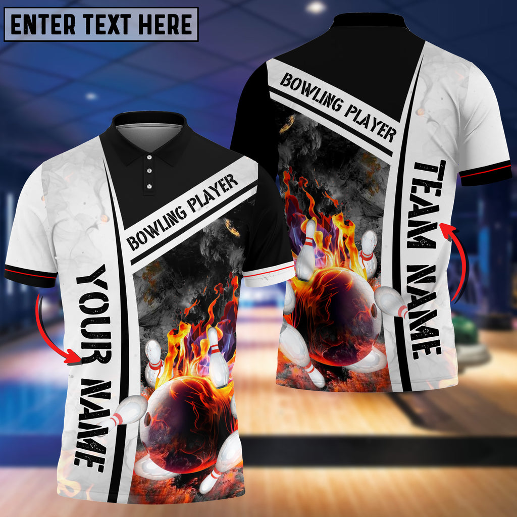Frenzideas Bowling And Pins Bowling Player Pattern Multicolor Customized Name 3D Shirt