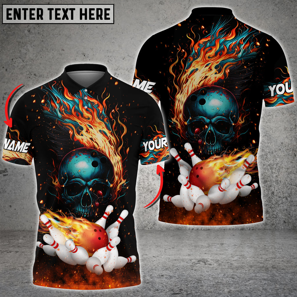 Frenzideas Personalized Name Skull Fire Ball and Pins Multicolor 3D Shirt