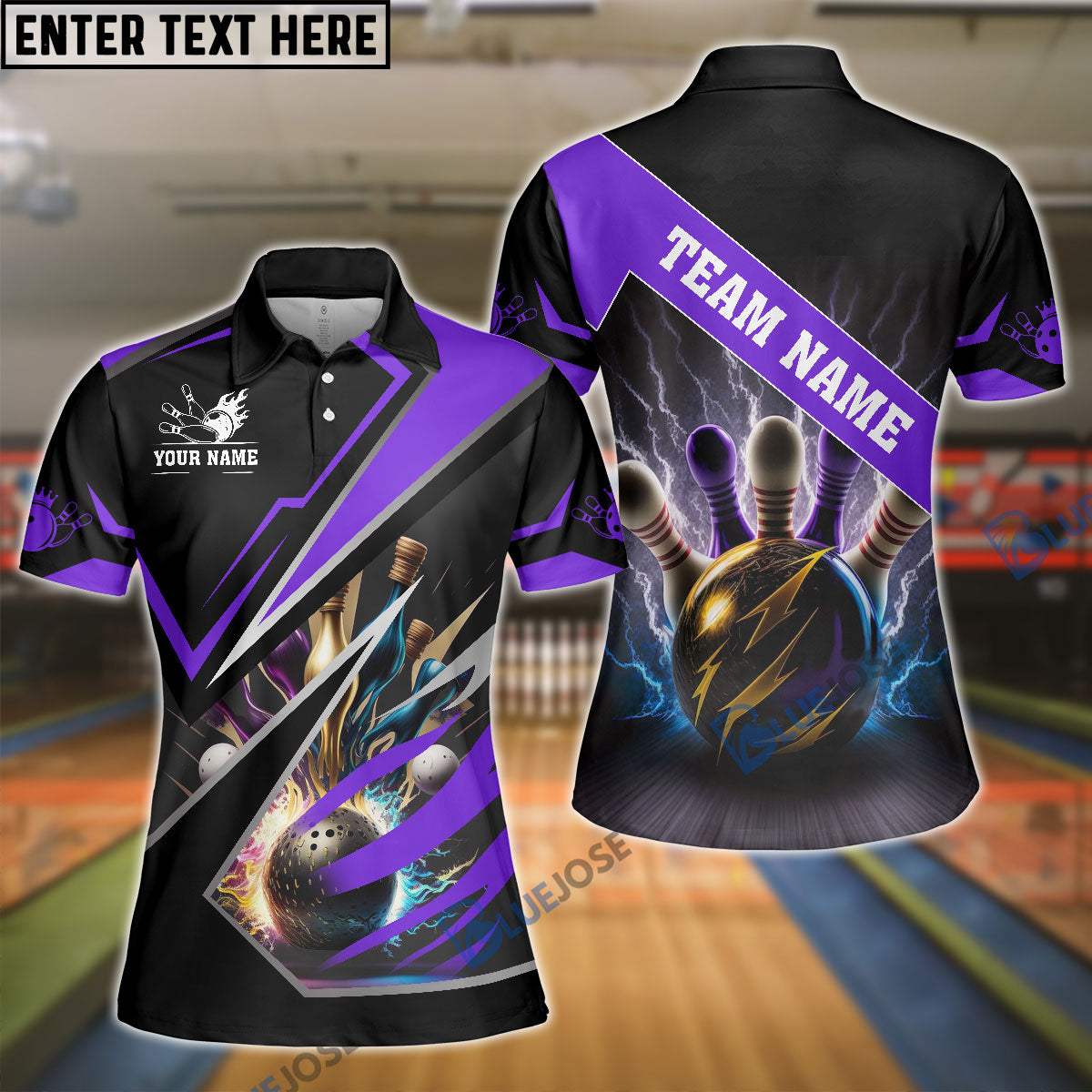 Frenzideas Bowling And Pins Premium Multicolor Customized Name 3D Shirt for Women (4 Colors)