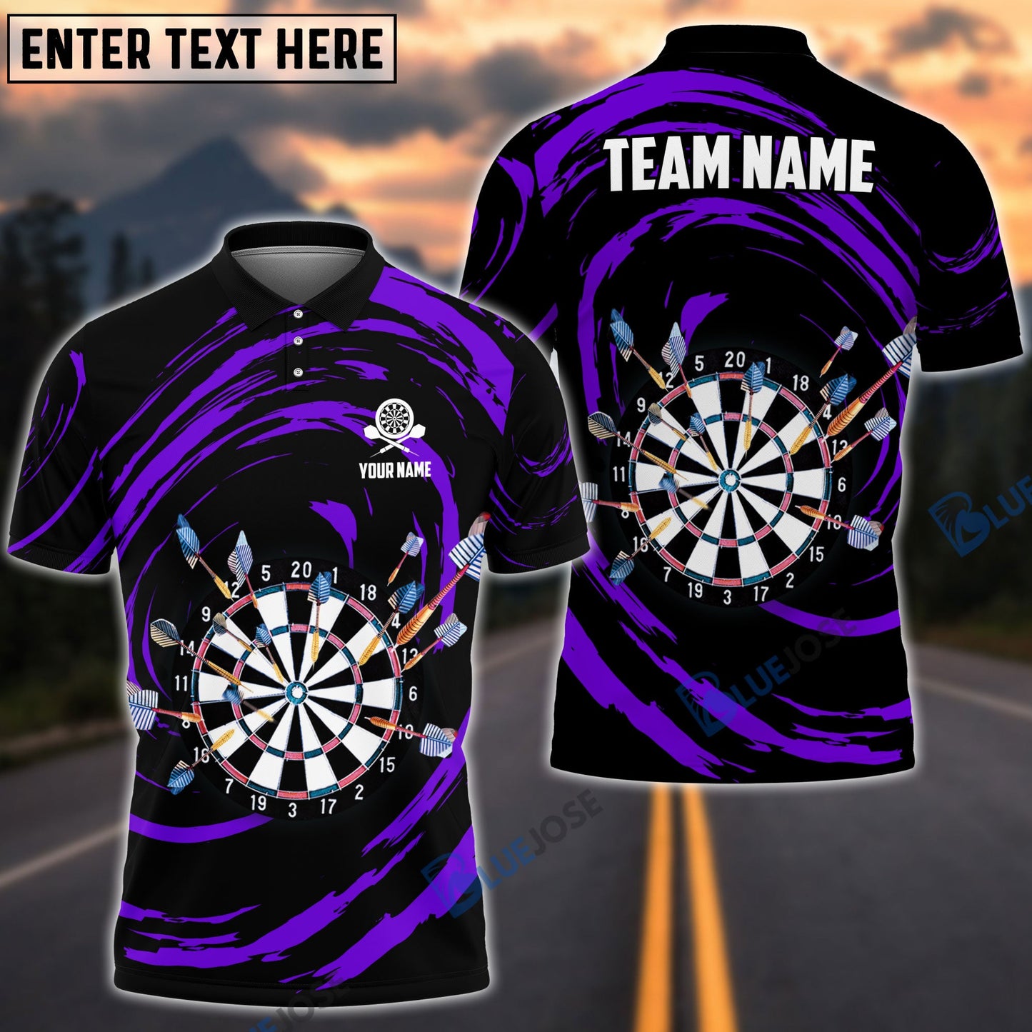 Frenzidea Color Swirl Dartboard Personalized Name, Team Name 3D Shirt (4 Colors)