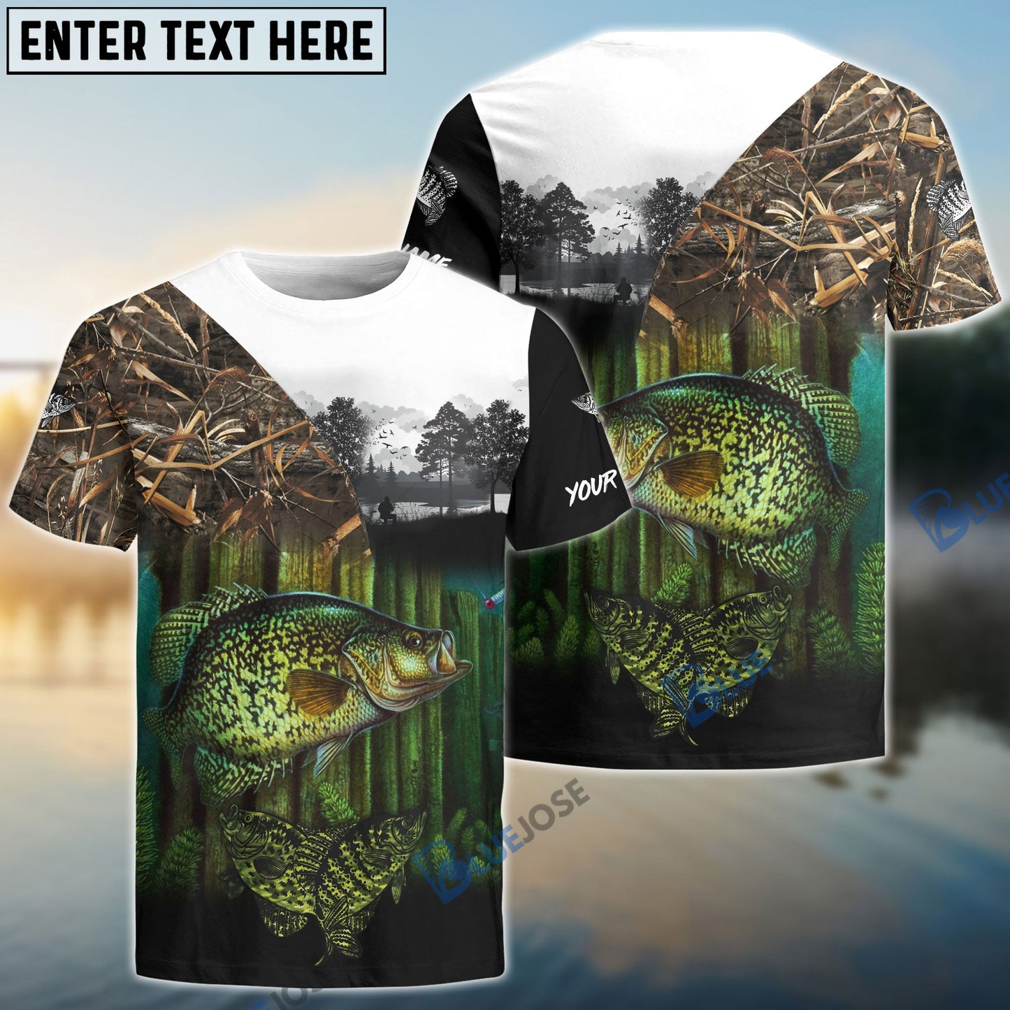Frenzidea Crappie Fishing Camo Freshwater Fish Customize Name 3D Shirt