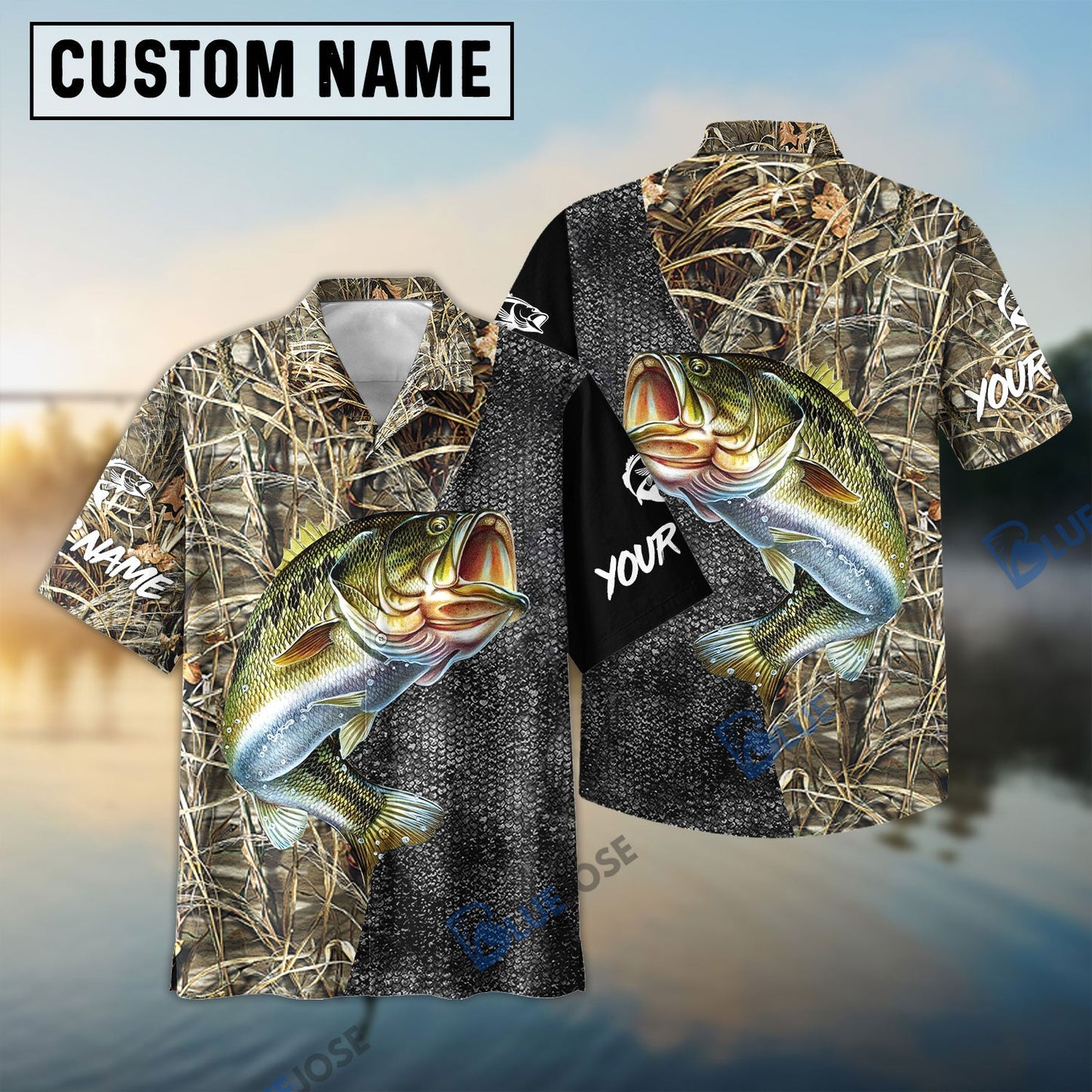 Frenzidea Custom Largemouth Bass Fishing Camo Personalized Bass Fishing 3D Shirt