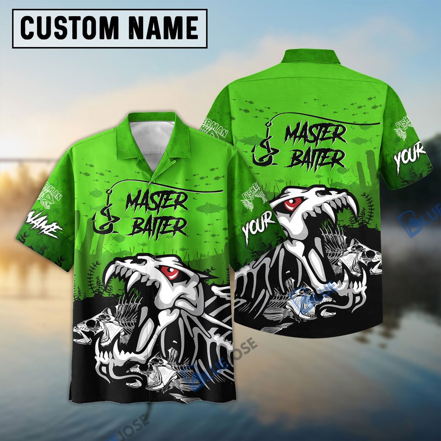 Frenzidea Master Baiter Green Custom Name 3D Shirt