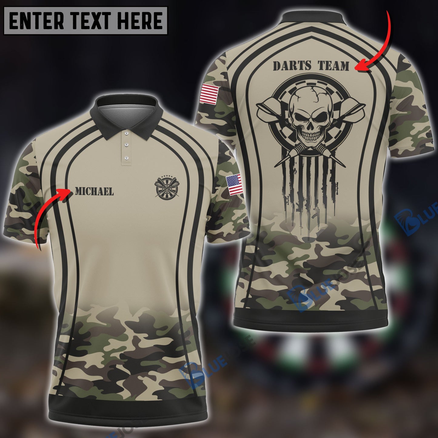 Frenzidea Skull Grim Reaper Camouflage Custom Darts Shirts