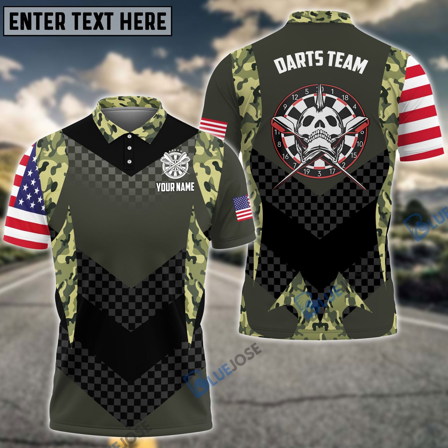Frenzidea Skull Punk Camouflage Custom Polo Shirts