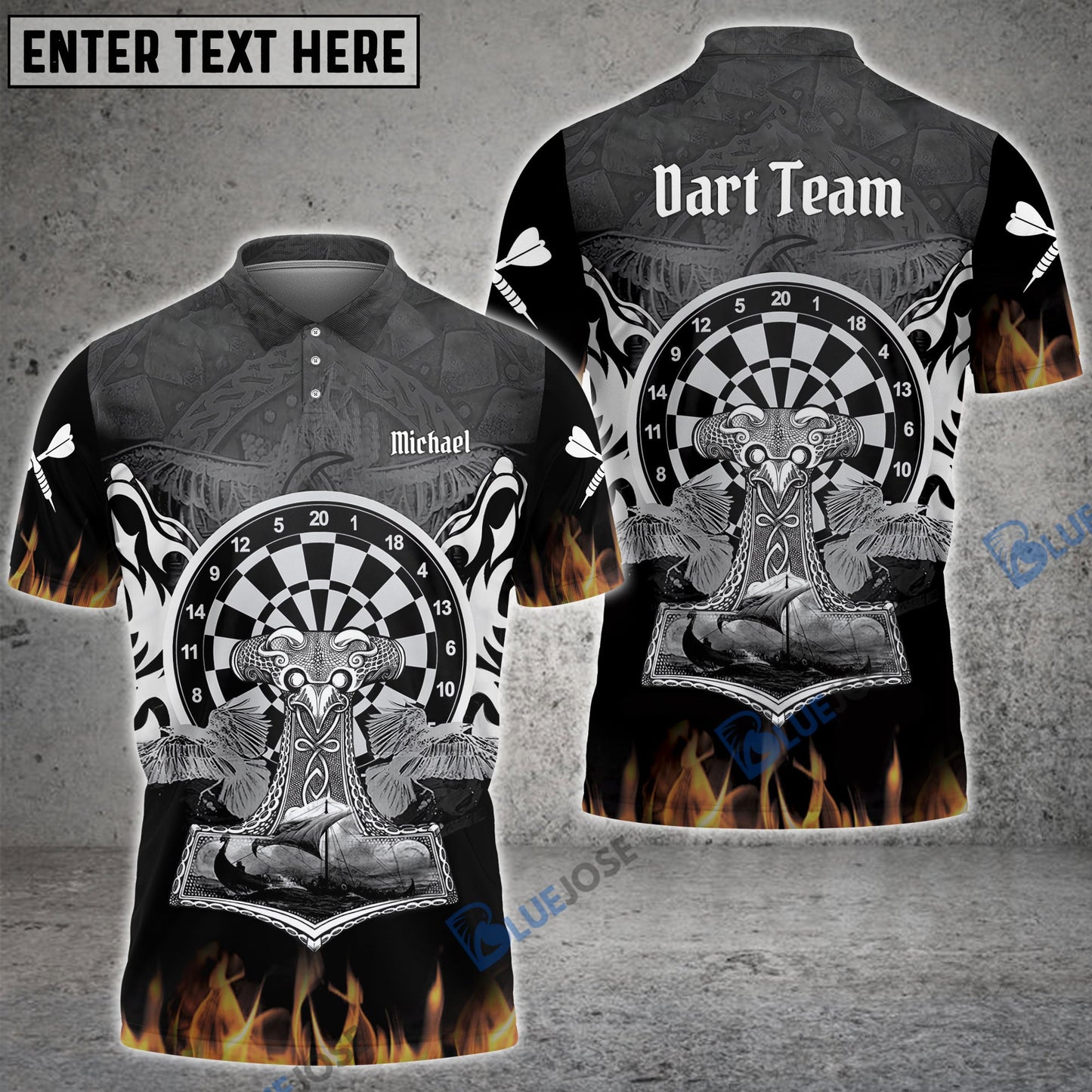 Frenzidea Viking Ship Fire Flame Custom Darts Shirts