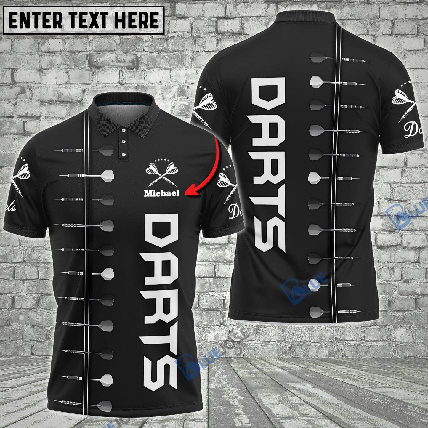 Frenzidea Darts Personalized 3D Black Custom Darts Shirts