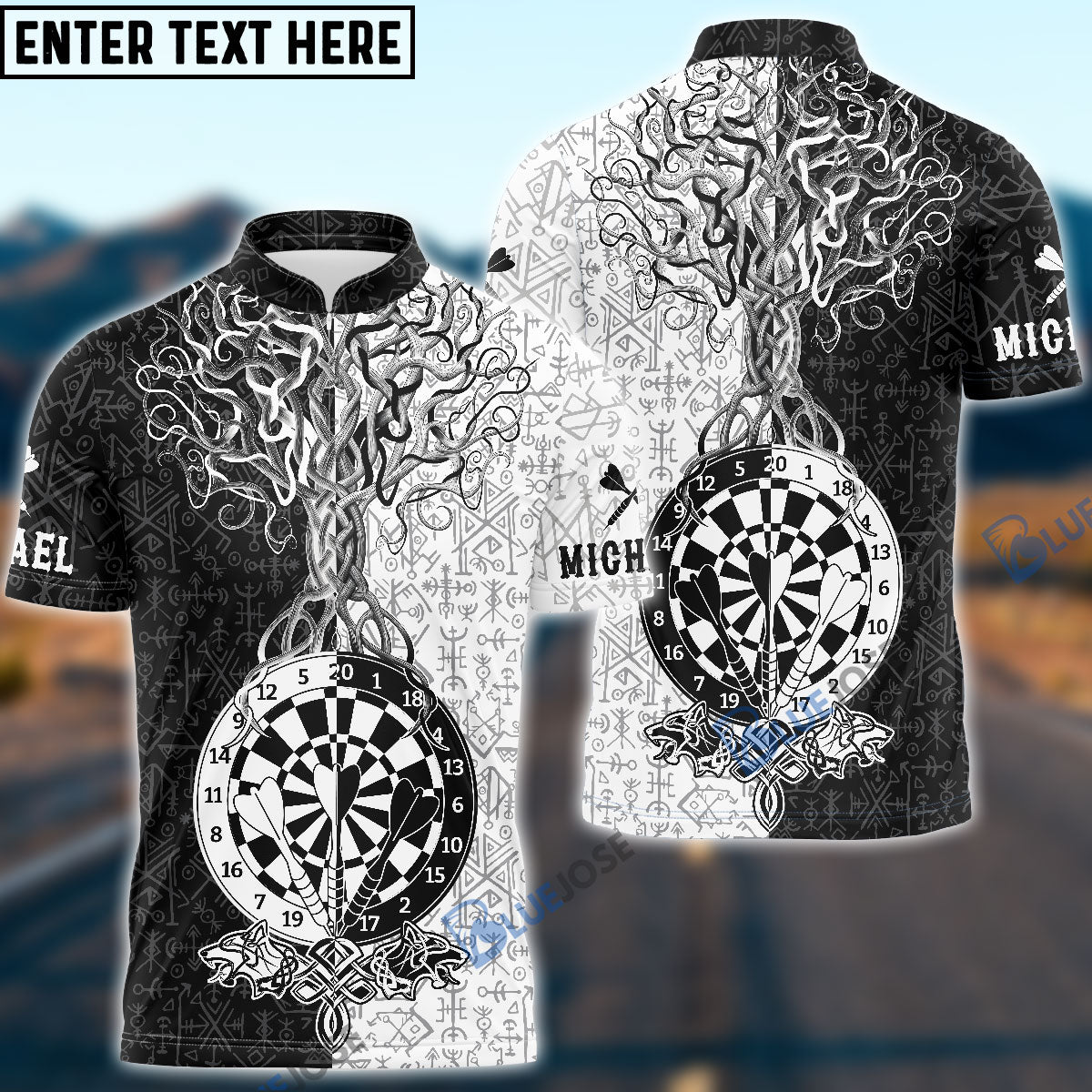 Frenzidea Warrior Viking Black White Custom Darts Shirts