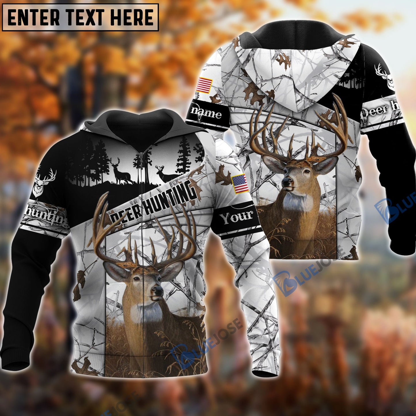 Frenzidea Personalized Name The Uniqe Deer Hunting Hoodie & Zip Hoodie Multicolor