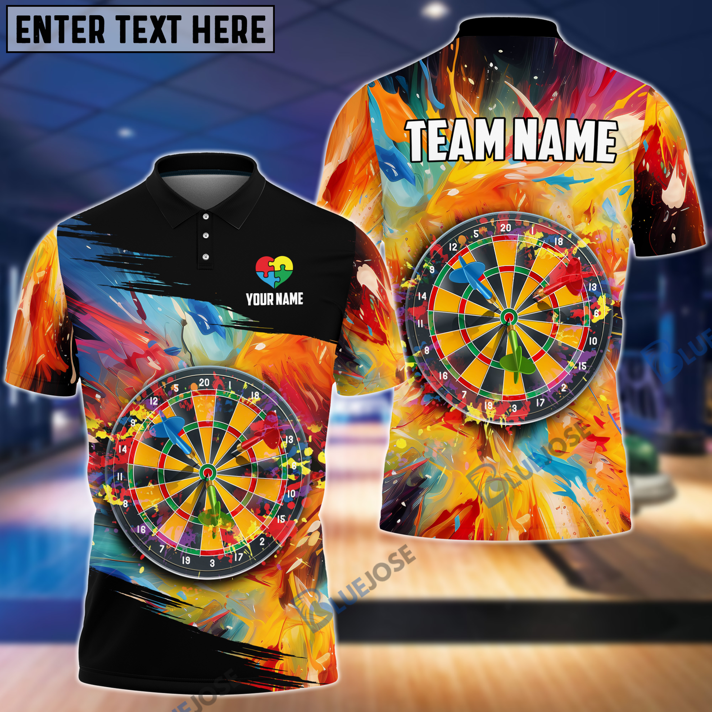 Frenzidea Autism Dart Personalized Name, Team Name 3D Shirt
