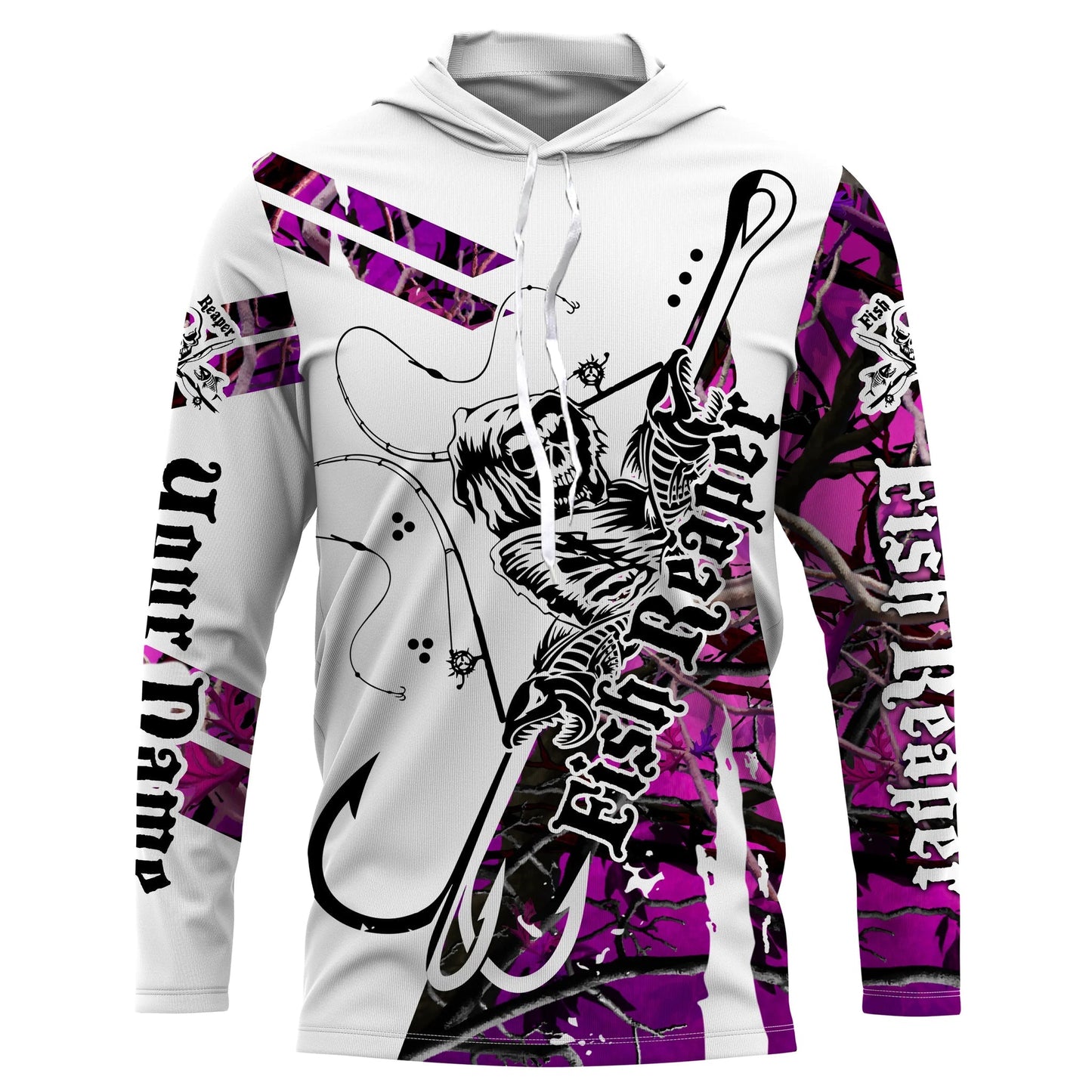 Frenzidea Halloween Fish Reaper Pink Camo Custom Name Long Sleeve Shirt