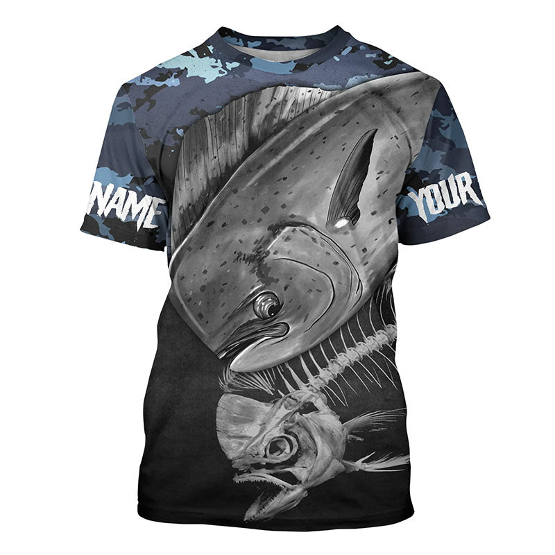 Frenzidea Halloween Mahi Mahi Fishing Fish Reaper Customize Name Fishing Camo Long Sleeve Shirt