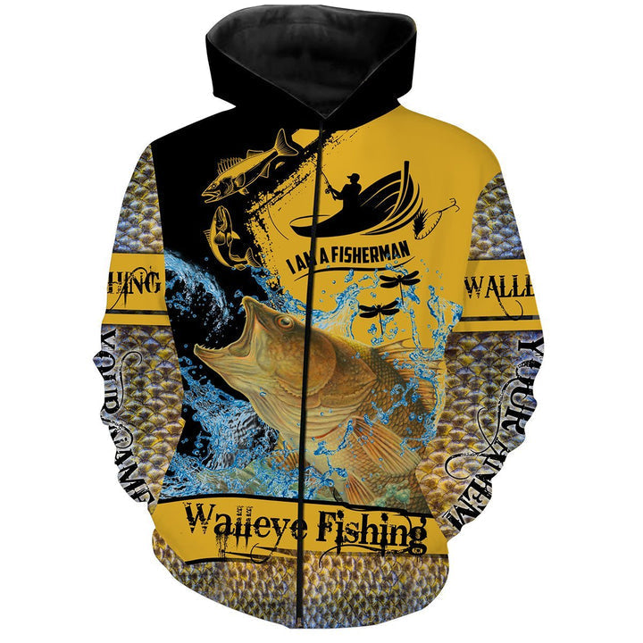 frenzidea I Am A Fisherman Walleye Fishing Custome Name 3D Hoodie