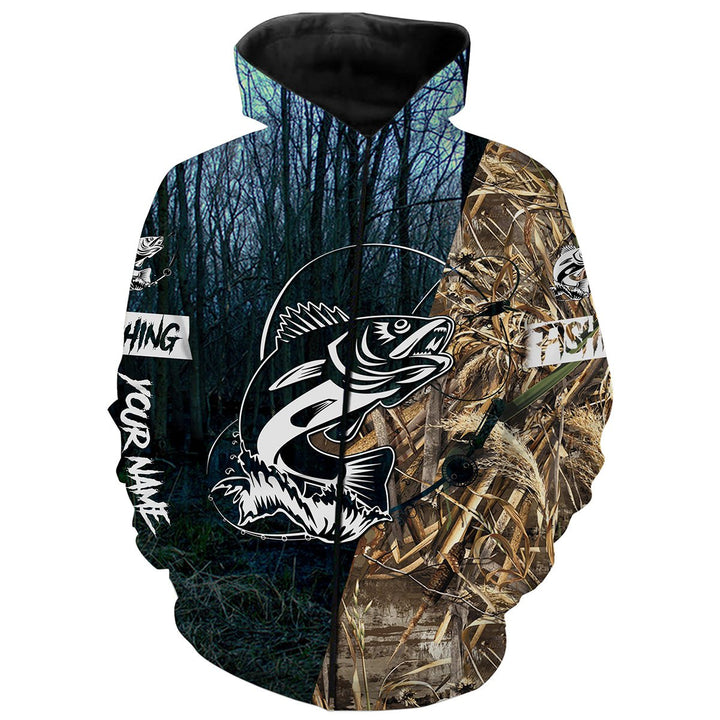 frenzidea Walleye Fishing Camo Customize Name 3D Hoodie