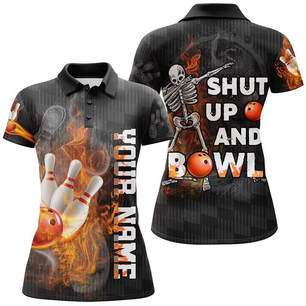 Frenzideas Shut Up And Bowl Funny Bowling Personalized All Over Printed Shirt For Women