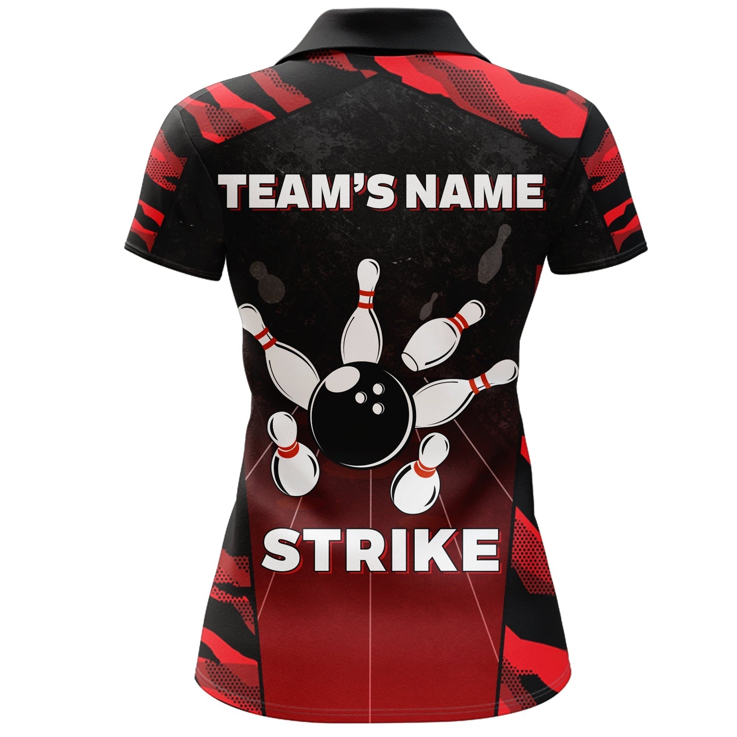 Frenzidea Red Camo Strike Bowling Premium Customized Name 3D Shirt For Women