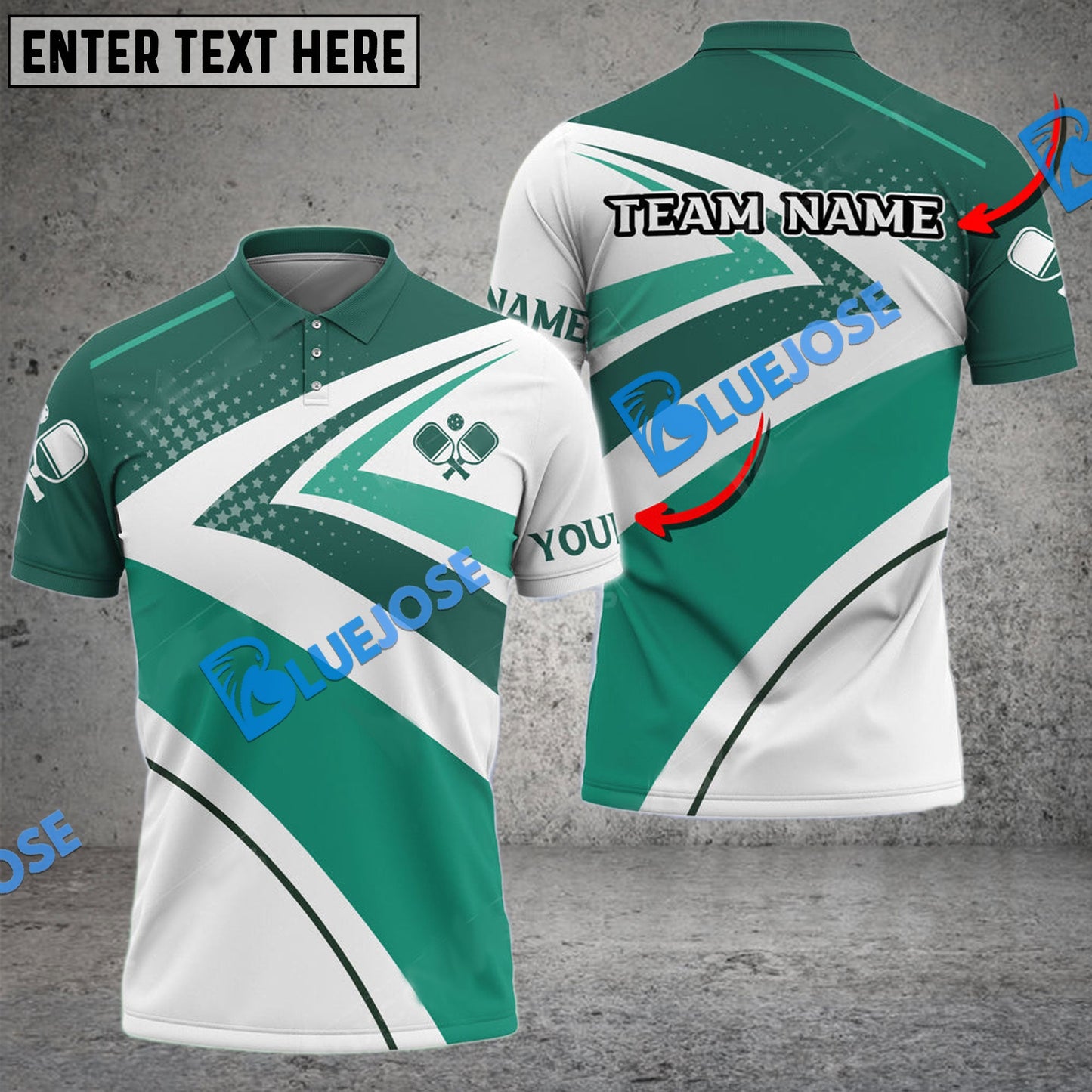 Frenzidea Pickleball Green White ZigZag Personalized Name, Team Name Unisex Shirt