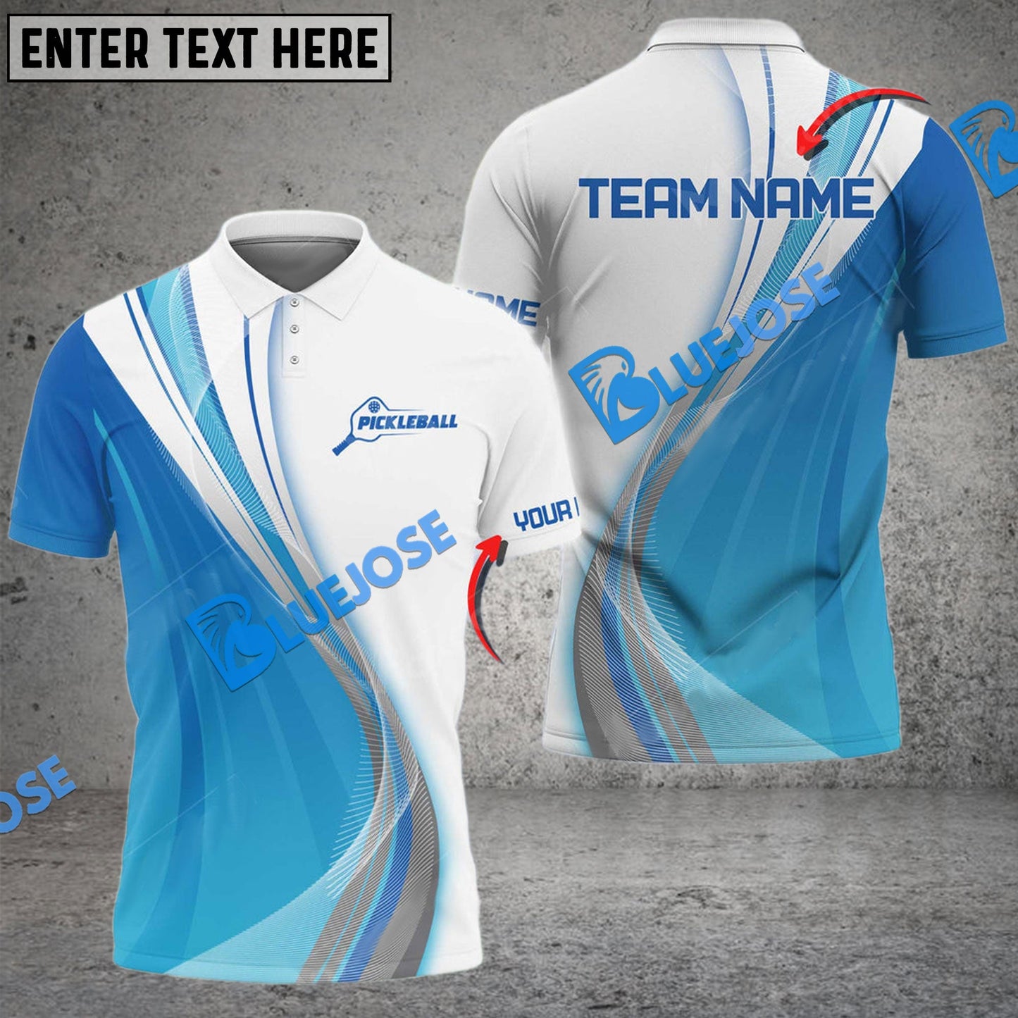 Frenzidea Pickleball Blue Wave Personalized Name, Team Name Unisex Shirt