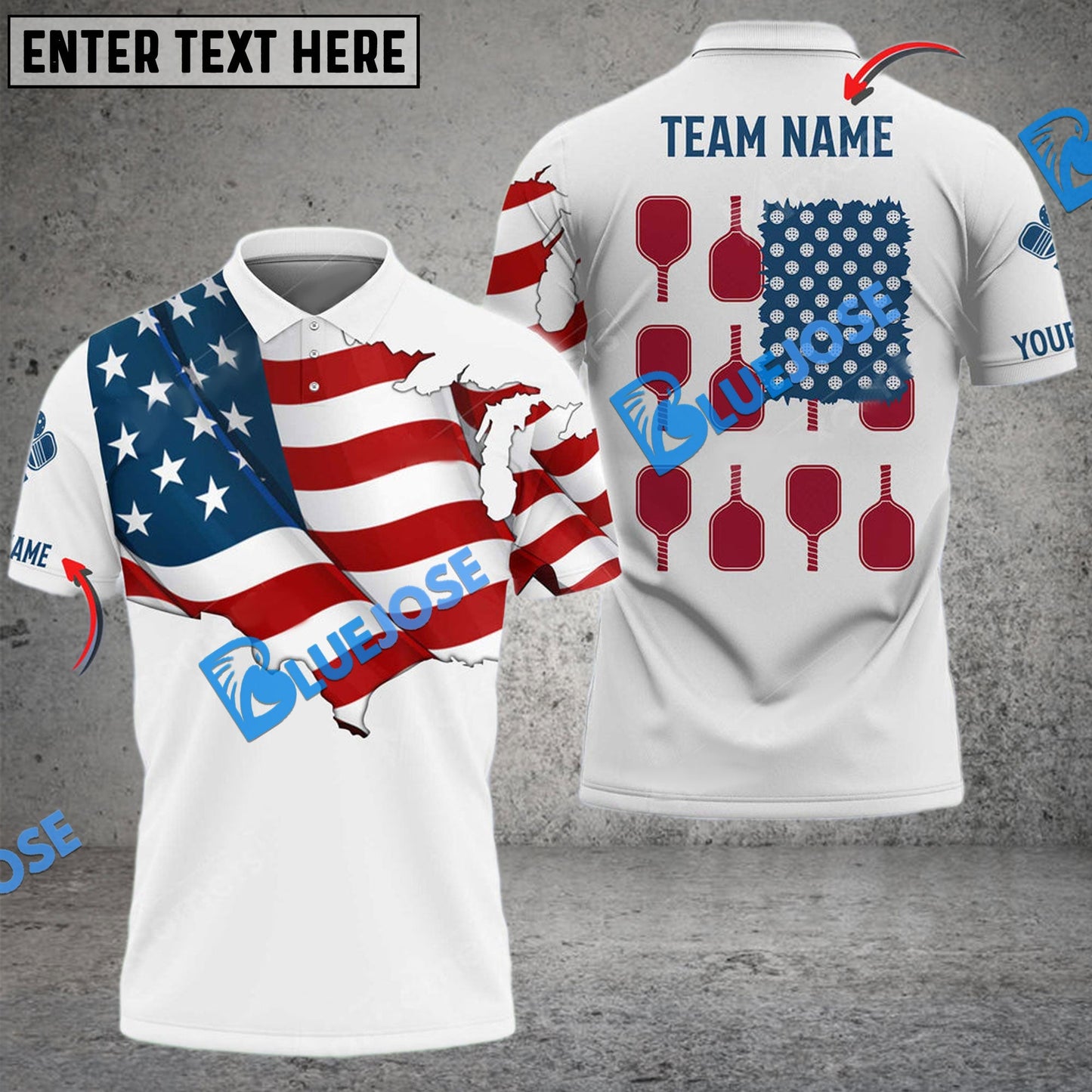 Frenzidea Pickleball American Style Personalized Name, Team Name Unisex Shirt