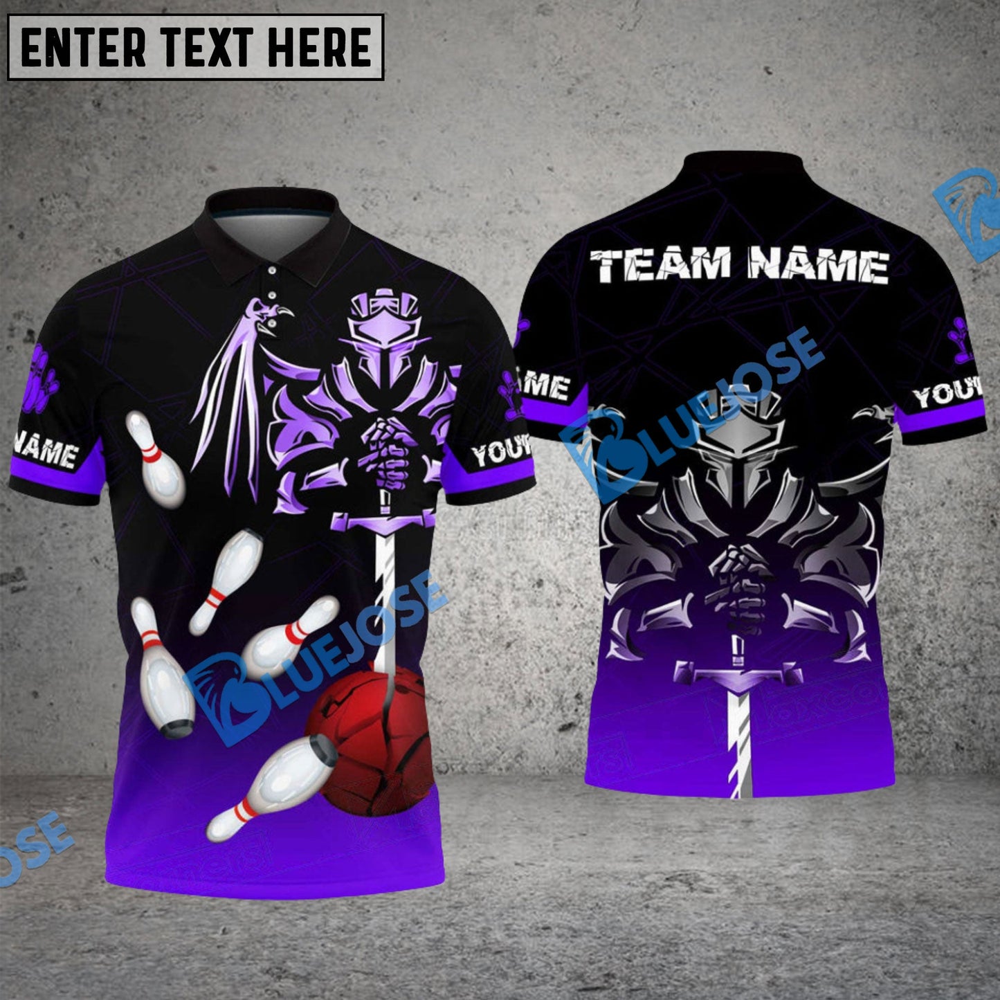 Frenzideas Bowling And Pins Fallen Knight Multicolor Customized Name 3D Shirt ( 4 Colors )