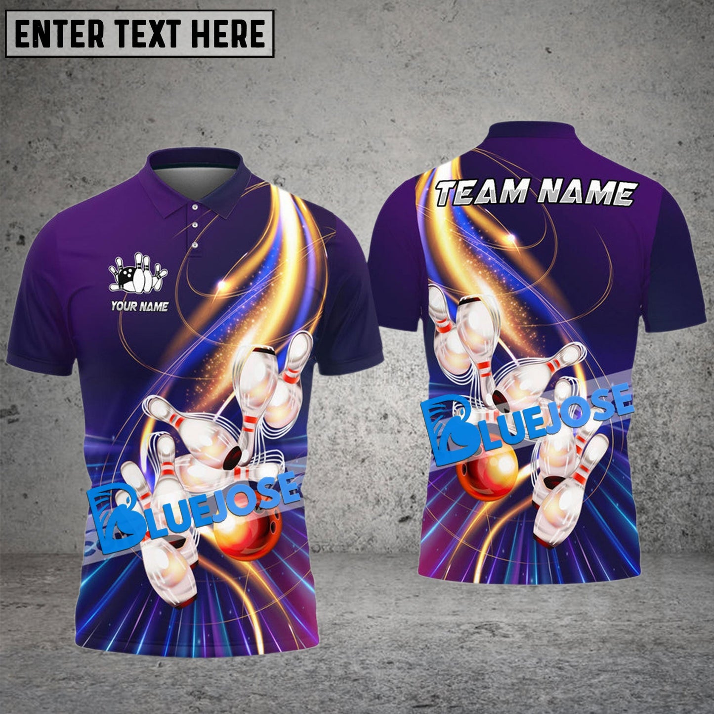 Frenzideas Bowling And Pins Shine Light Wave Customized Name, Team Name 3D Shirt